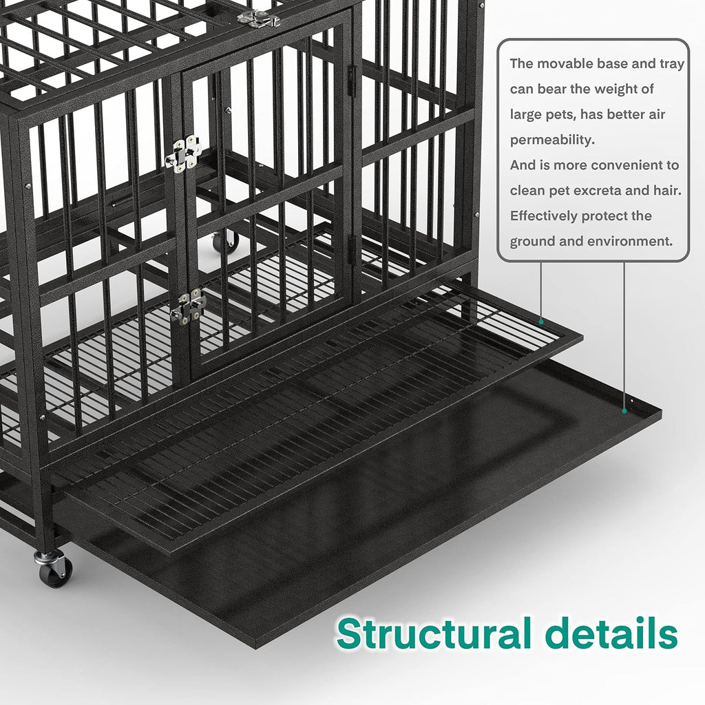 36 Heavy Duty Metal Dog Kennel and Crate, Double Door, Black Z169