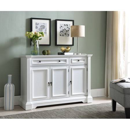 White Wood Sideboard Buffet Console Table with Storage Cabinets E711