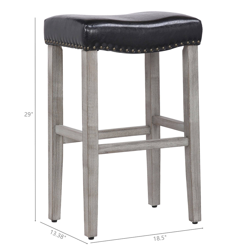 Leather Saddle Bar Stool Set of 2 F8157