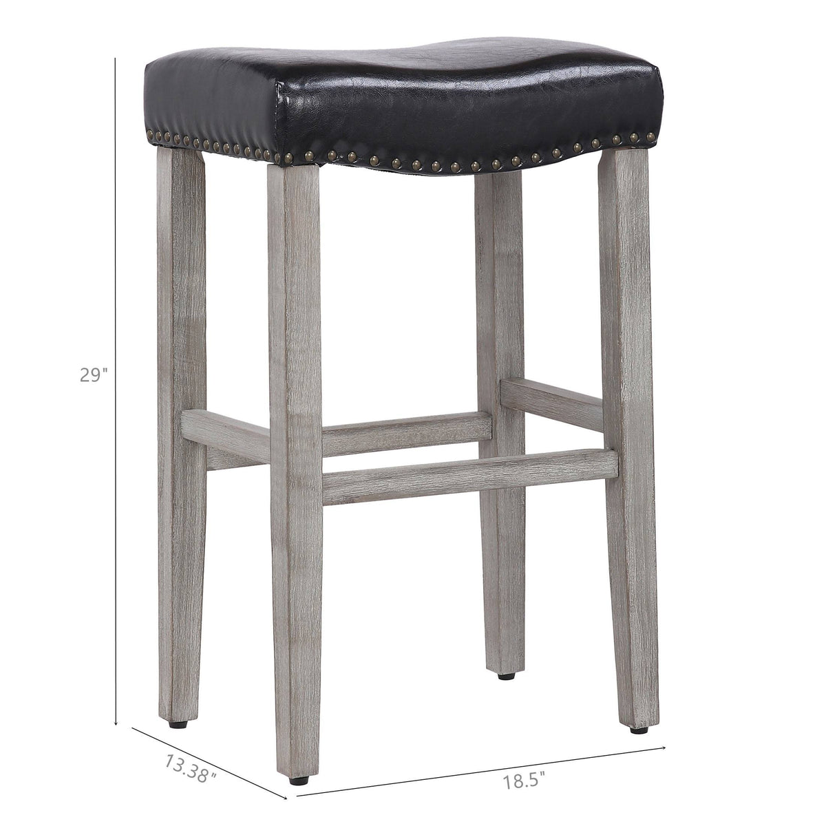 Leather Saddle Bar Stool Set of 2 F8157