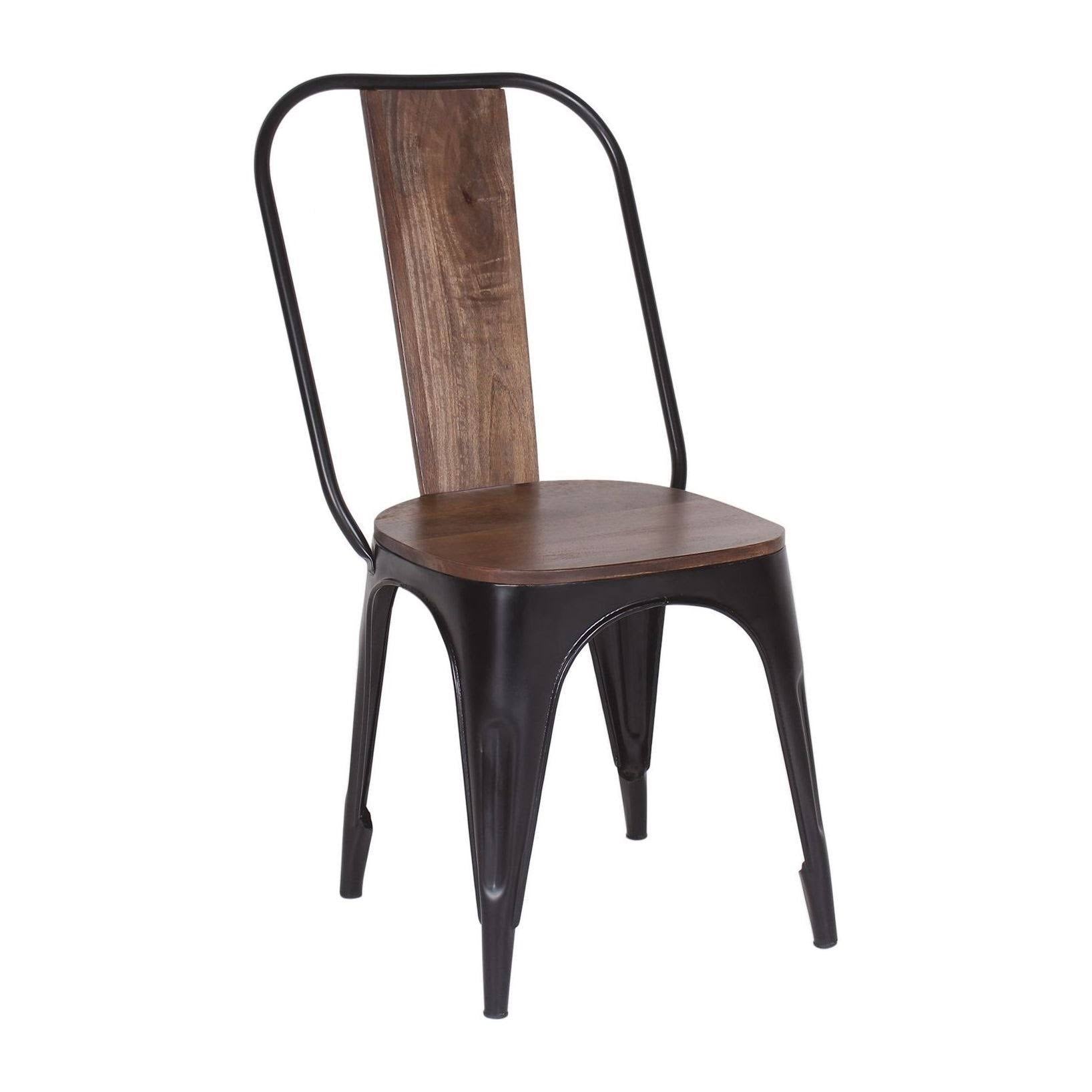 Industrial Iron Mango Wood Side Dining Chairs (Set of 2) Brown P11658