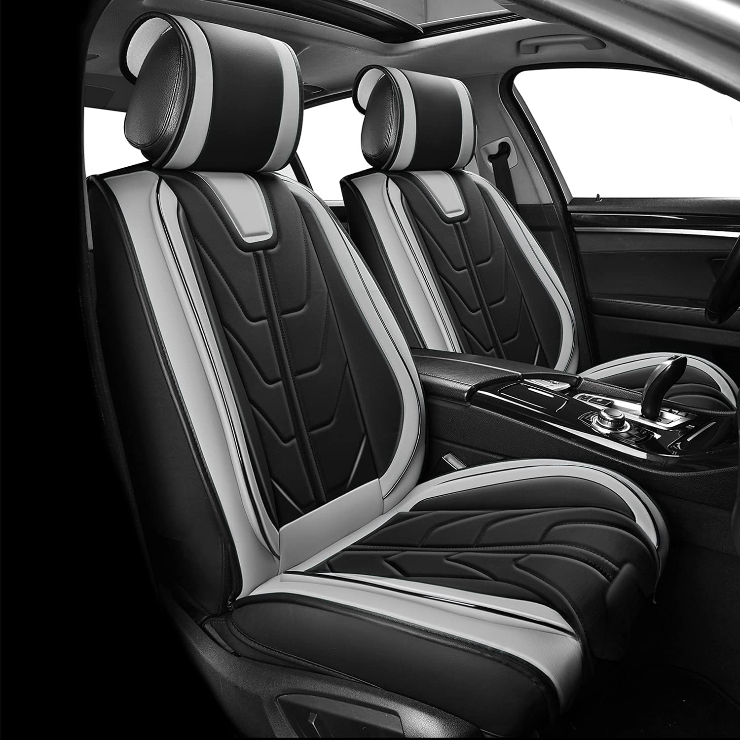 Black+Red Leather Car Seat Cover K38617