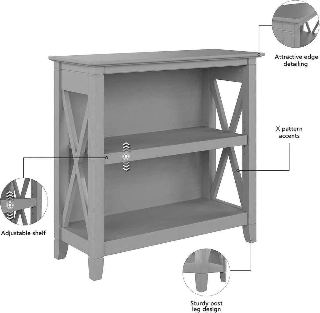2 Shelf Bookcase, Cape Cod Gray U960
