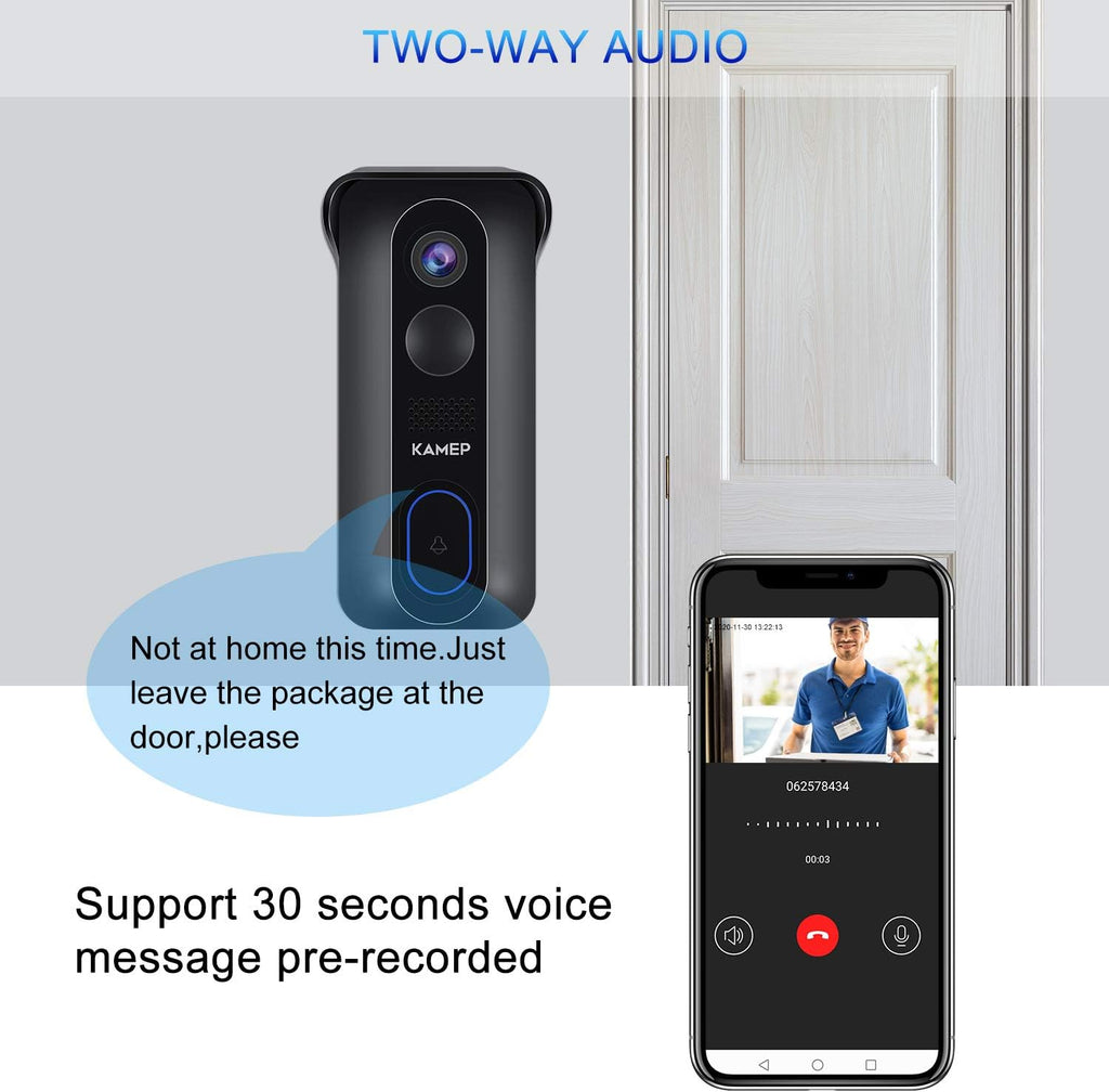 Wireless Wifi Video Doorbell Camera With Chime HD 1080P Waterproof Battery Powered 2-Way Audio Motion Detection IR Wide Angle Cloud Storage U678