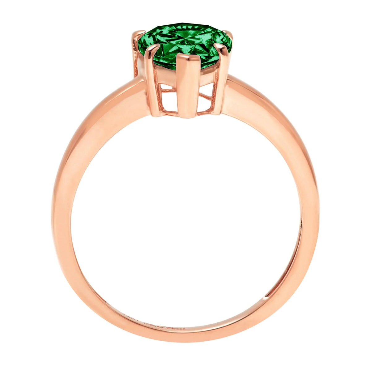 Pear Cut Green Simulated Emerald 18k Rose Gold Ring Size 10.5 Z438