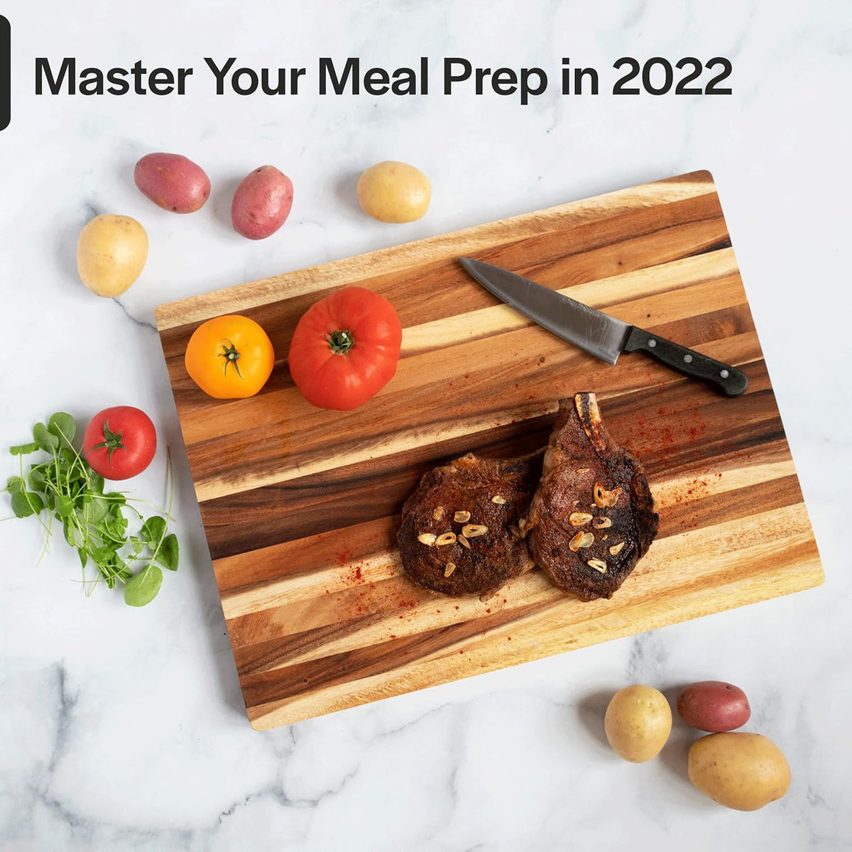 Large Wood Cutting Board, 17x12 Inch Reversible Hardwood T8872