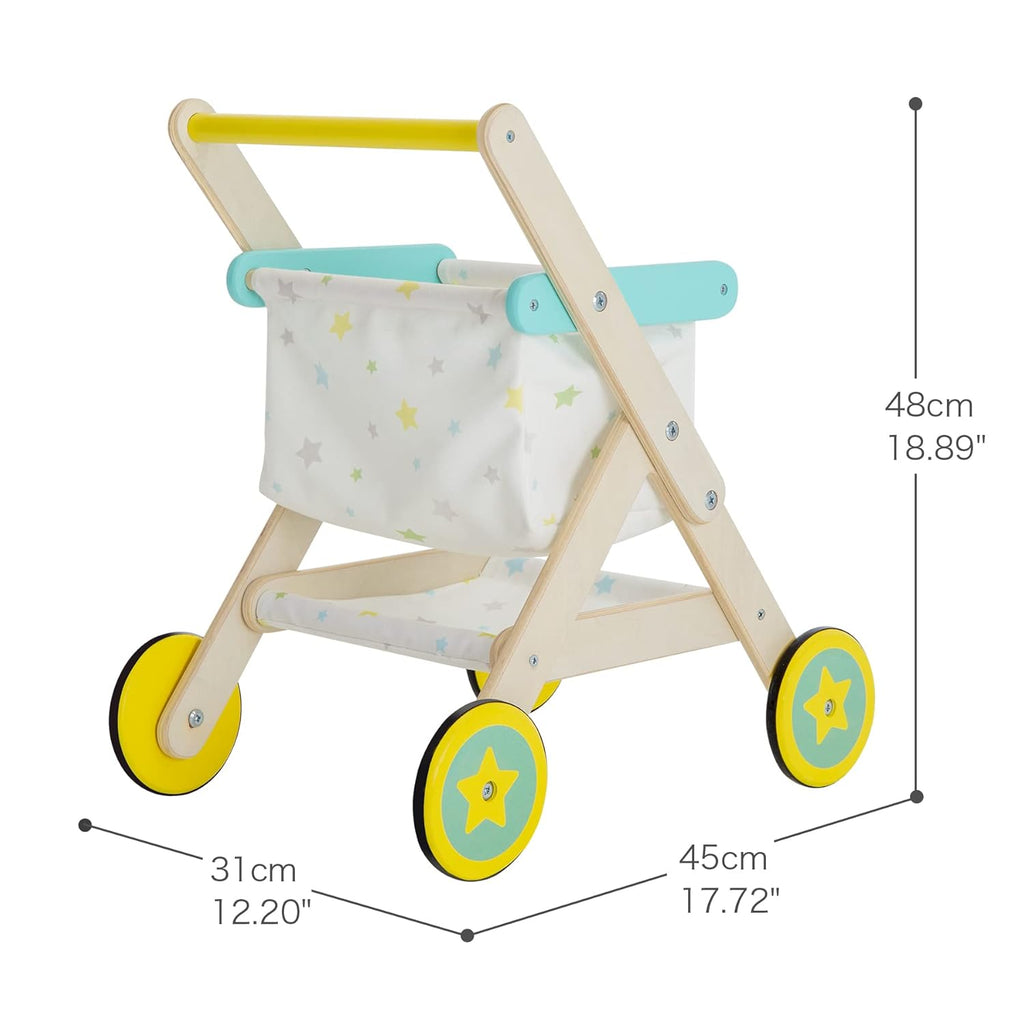 Kids Wooden Push Walker & Shopping Cart 2-in-1 O45743
