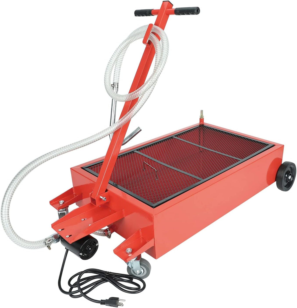 17 Gallon Low Profile Roll Around Oil Drain Pan with 110V Electric Pump and 8FT Hose V1079
