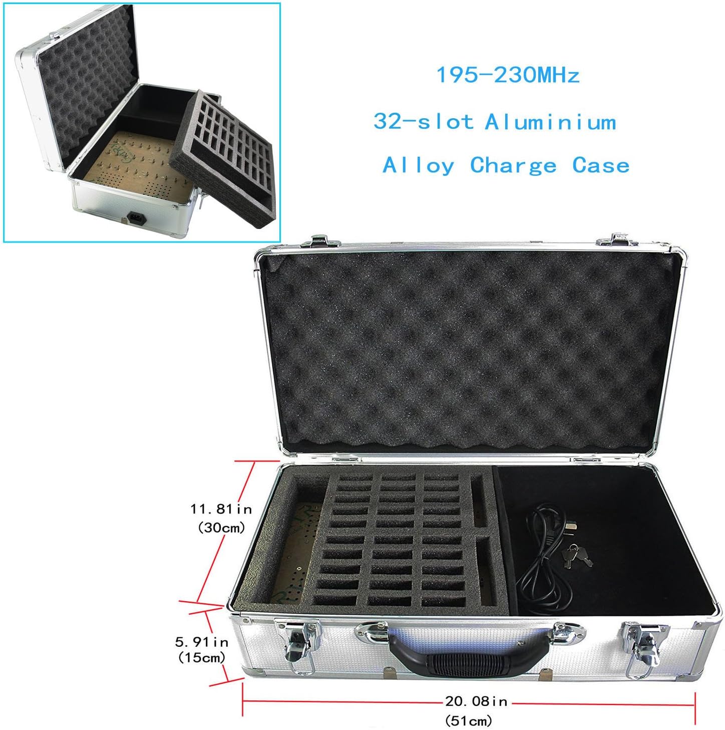 Wireless Tour Guide Voice Audio Transmission System with 32-slot Charge Case (2 Transmitters and 30 Receivers) F38577