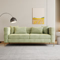 Medium Spring Bud Green Upholstered Sofa with 4 Pillows and Golden Metal Legs J7900