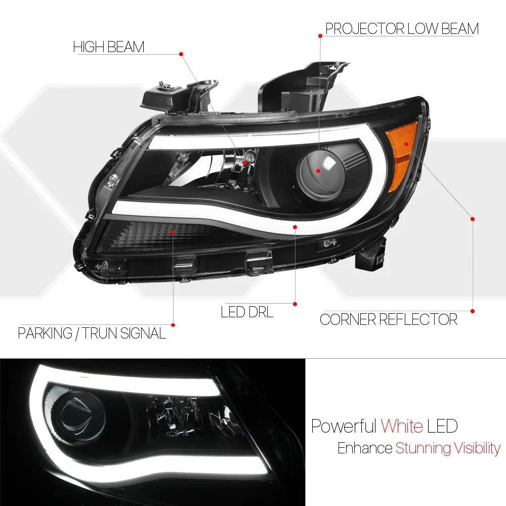 Black Projector Headlight LED Amber Signal for 2015-2020 Chevrolet Colorado G1240