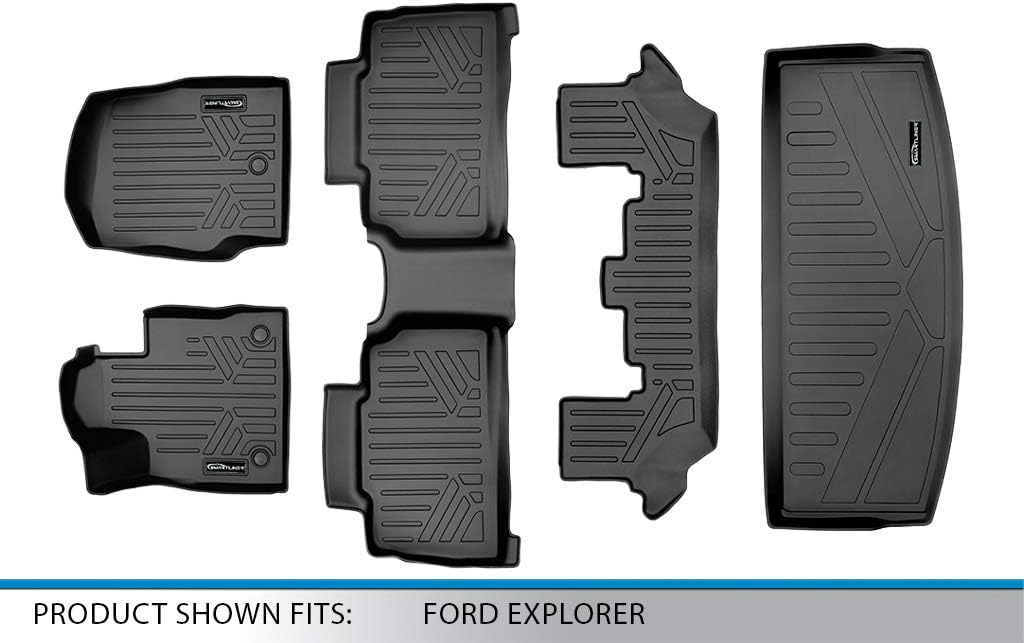 Black 3 Row Floor Mats and Cargo Liner Set D1497