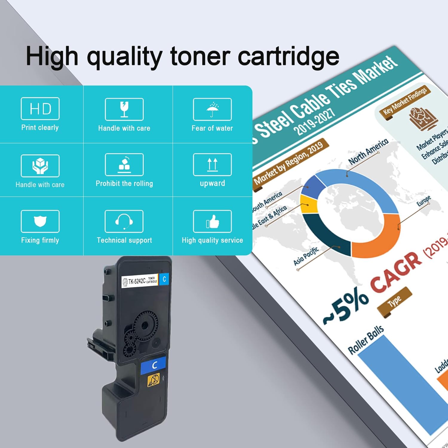 2 Pack Cyan Toner Cartridge for Kyocera ECOSYS Printers D891962