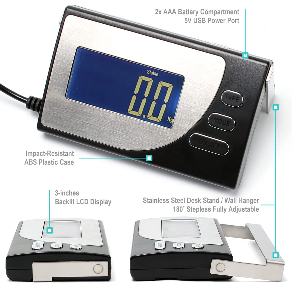 Digital Heavy Duty Postal Shipping Scale, Cast Aluminum Pan, Backlit LCD, AC Adapter, Multi Weight Unit, Pack of 2 W359340