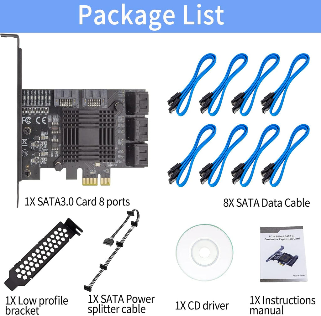 8 Port SATA 3.0 PCI Express Expansion Card with Low Profile Bracket O337641