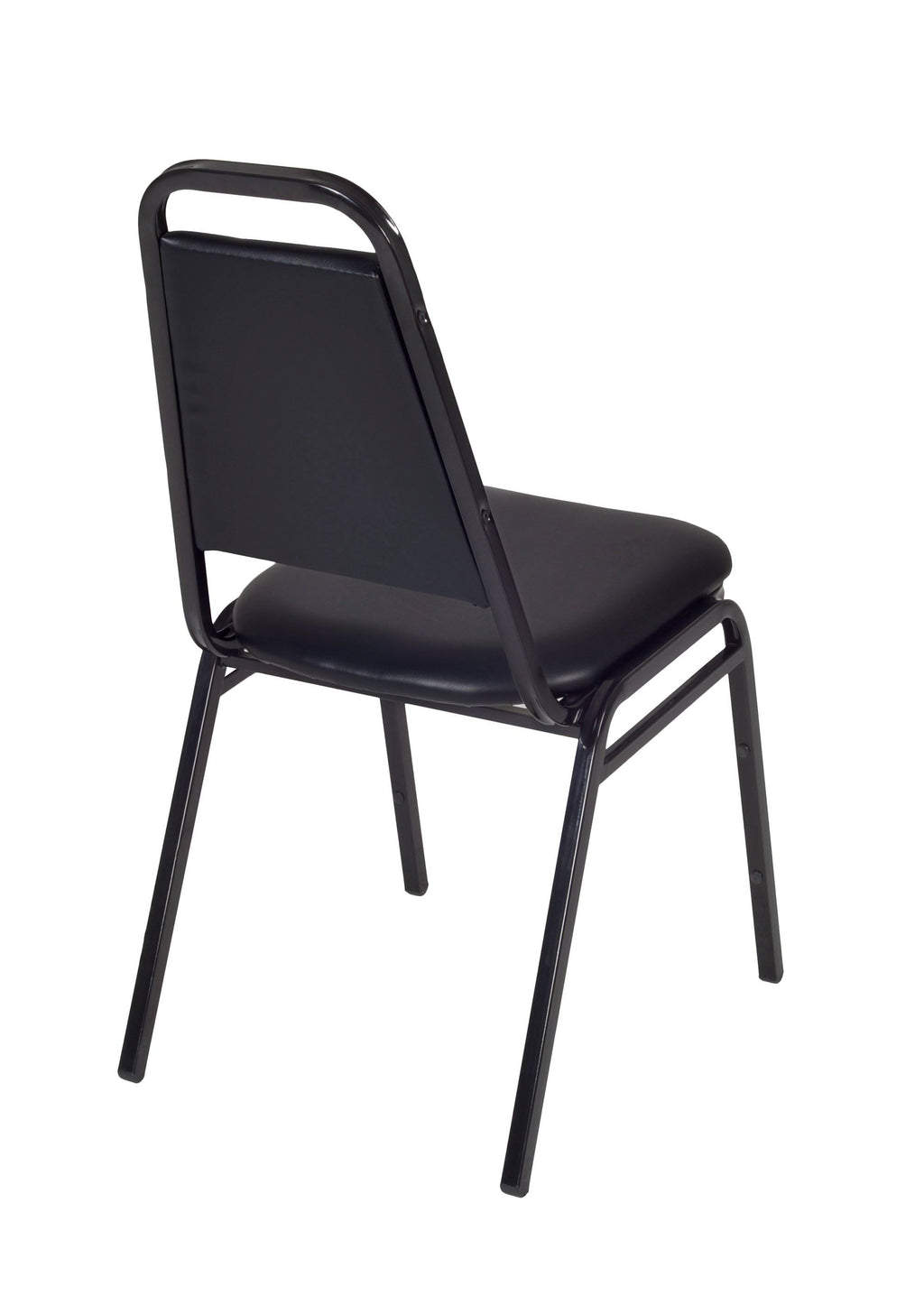 Mahogany Square Breakroom Table and 4 Black Restaurant Stack Chairs X102