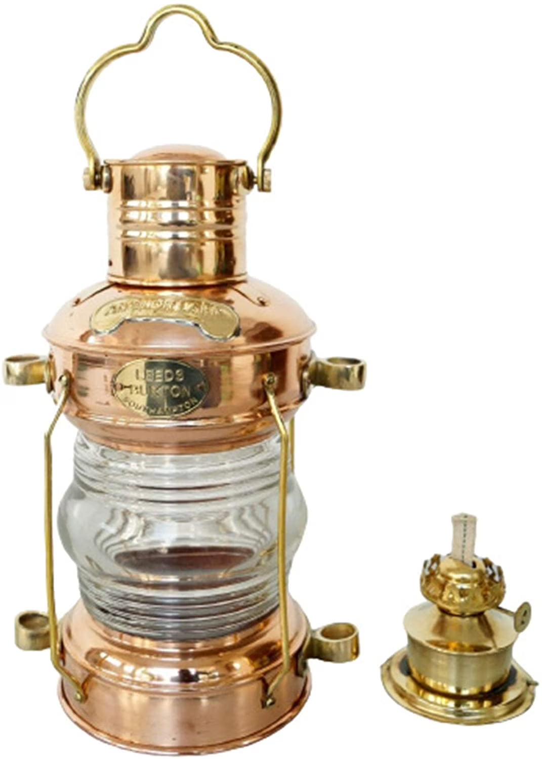Brass & Copper Anchor Oil Lamp Ship Lantern G763060