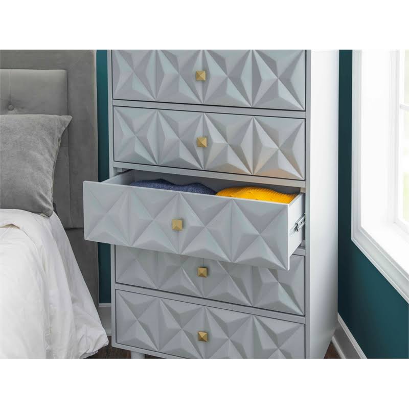 Gray Wood Five Drawer Chest D37708