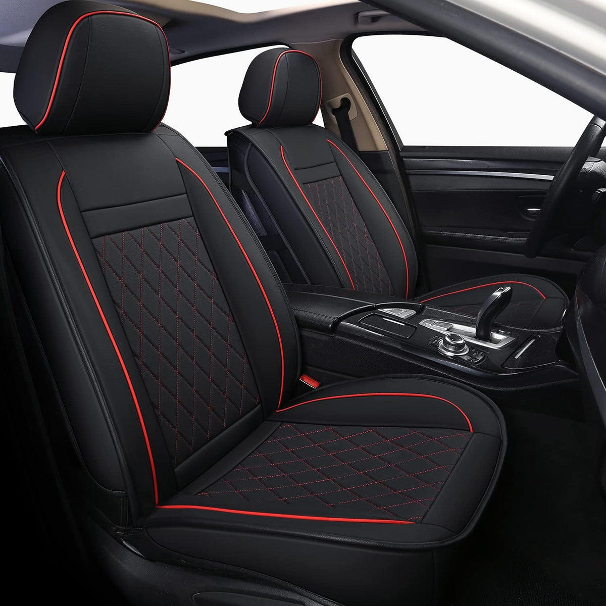 Black Leather Waterproof Front Seat Covers Pack of 2 Y719975