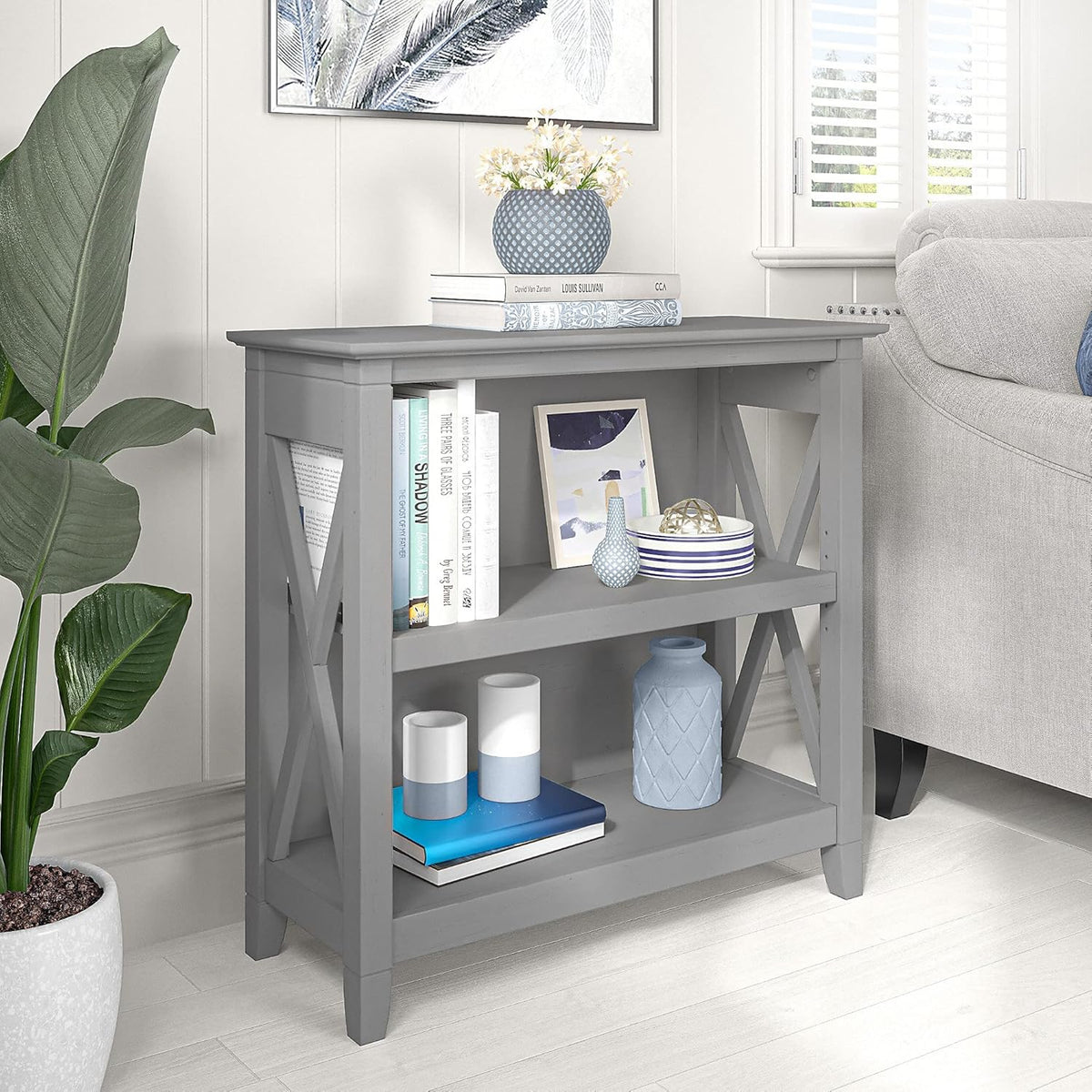 2 Shelf Bookcase, Cape Cod Gray U960
