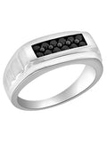 High Polish Black Diamond Sterling Silver Ring N876