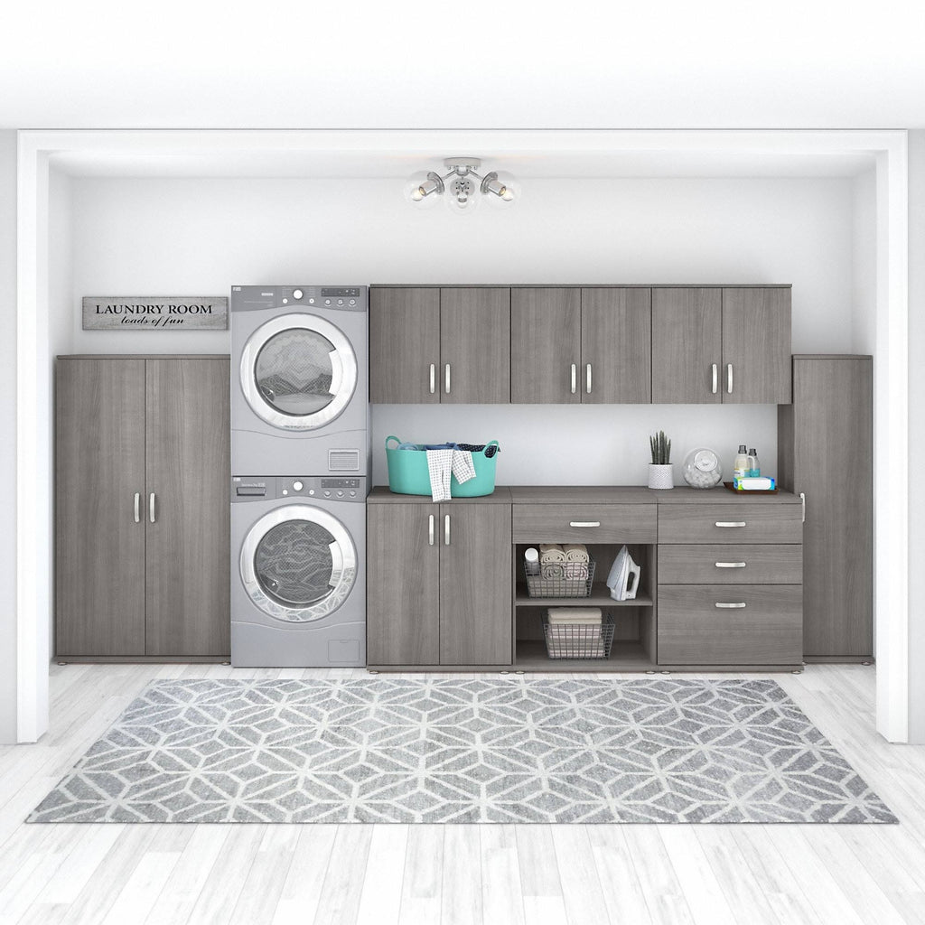 White Floor Storage Cabinet with Doors and Shelves R80519