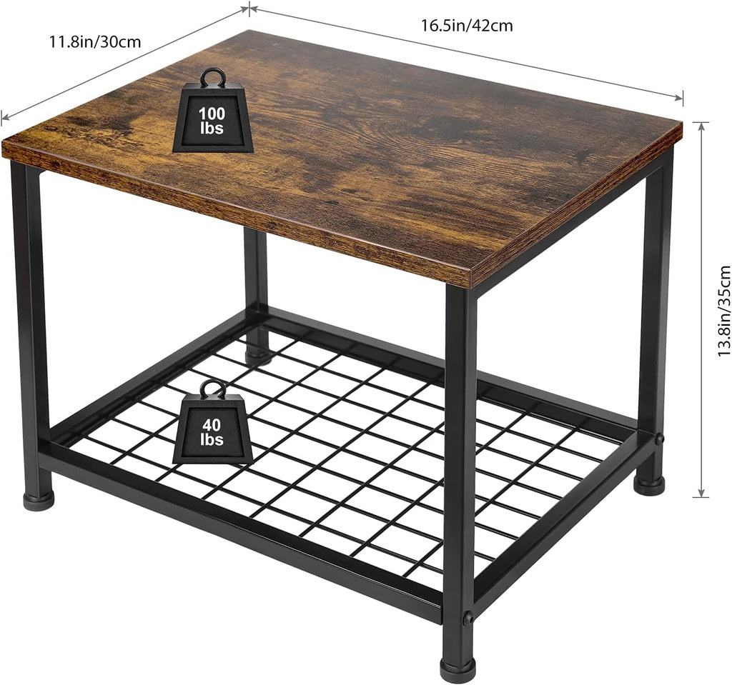 Rustic Brown and Black 2 Tier Printer Stand with Lockable Casters K127