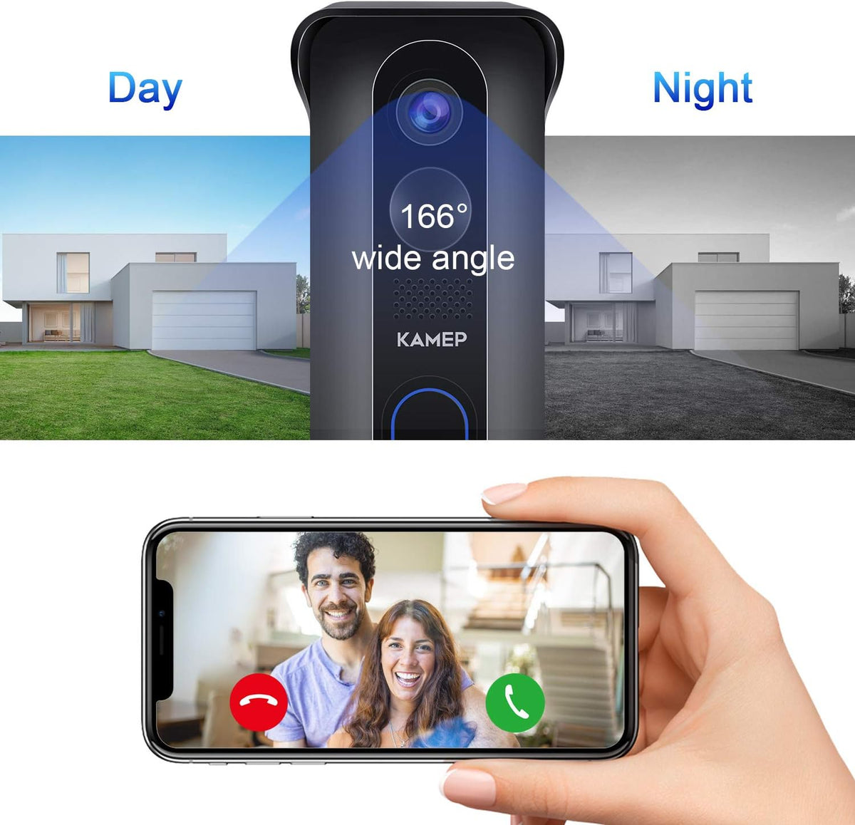 Wireless Wifi Video Doorbell Camera With Chime HD 1080P Waterproof Battery Powered 2-Way Audio Motion Detection IR Wide Angle Cloud Storage U678