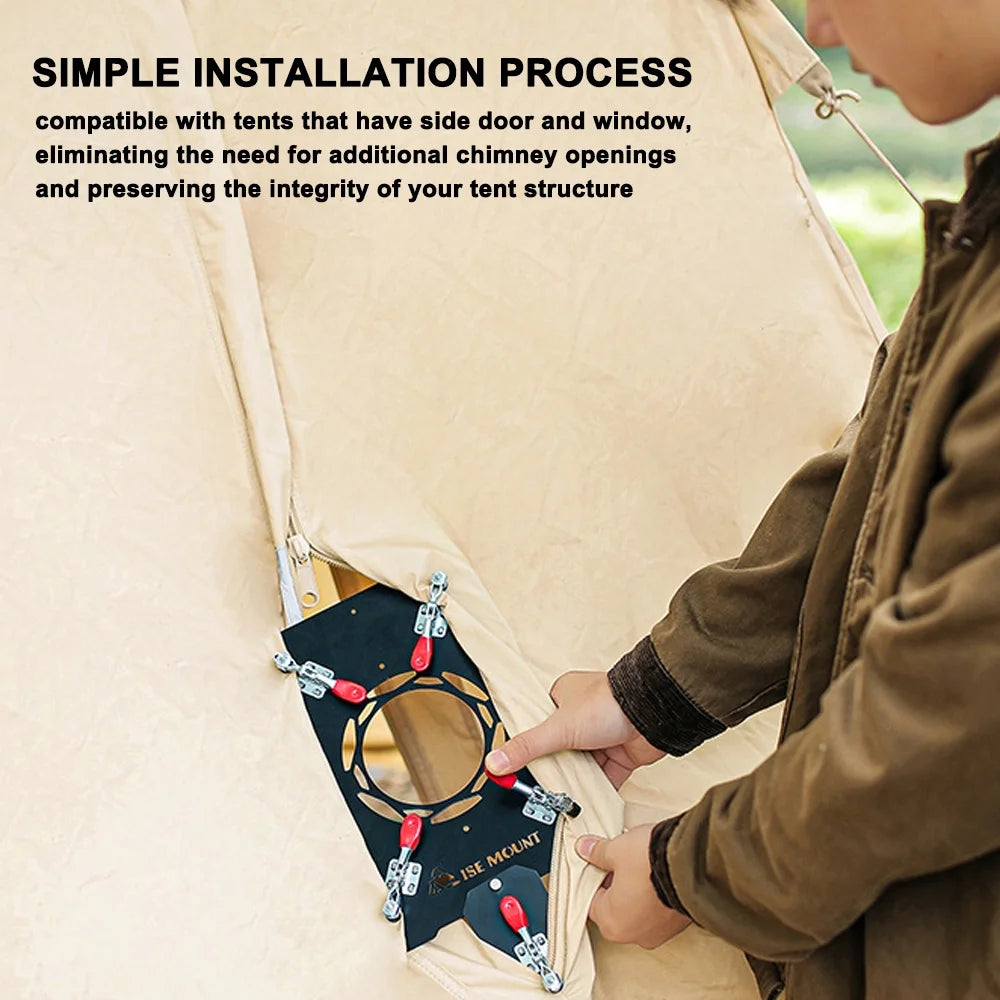 Tent Chimney Anti Scald Plate Clip on Stove Jack Camping Tent Protector (90mm Diameter) D40741