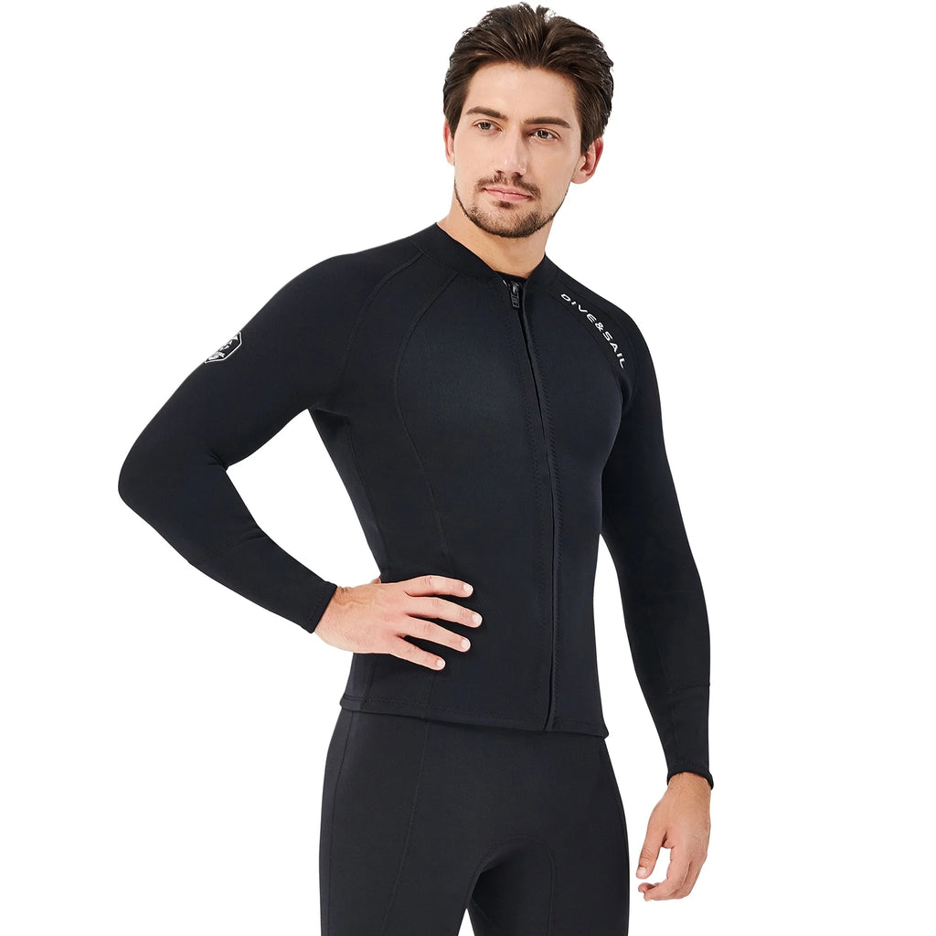2mm Neoprene Front Zipper Wetsuits Jacket Long Sleeves Wetsuit U759