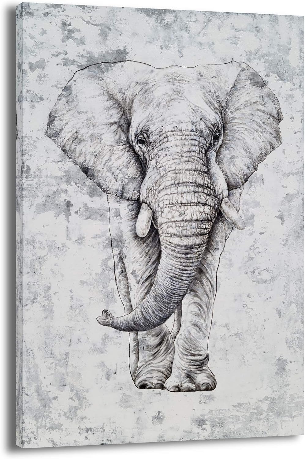 Grey and White Elephant Head Canvas Wall Art Painting T544552