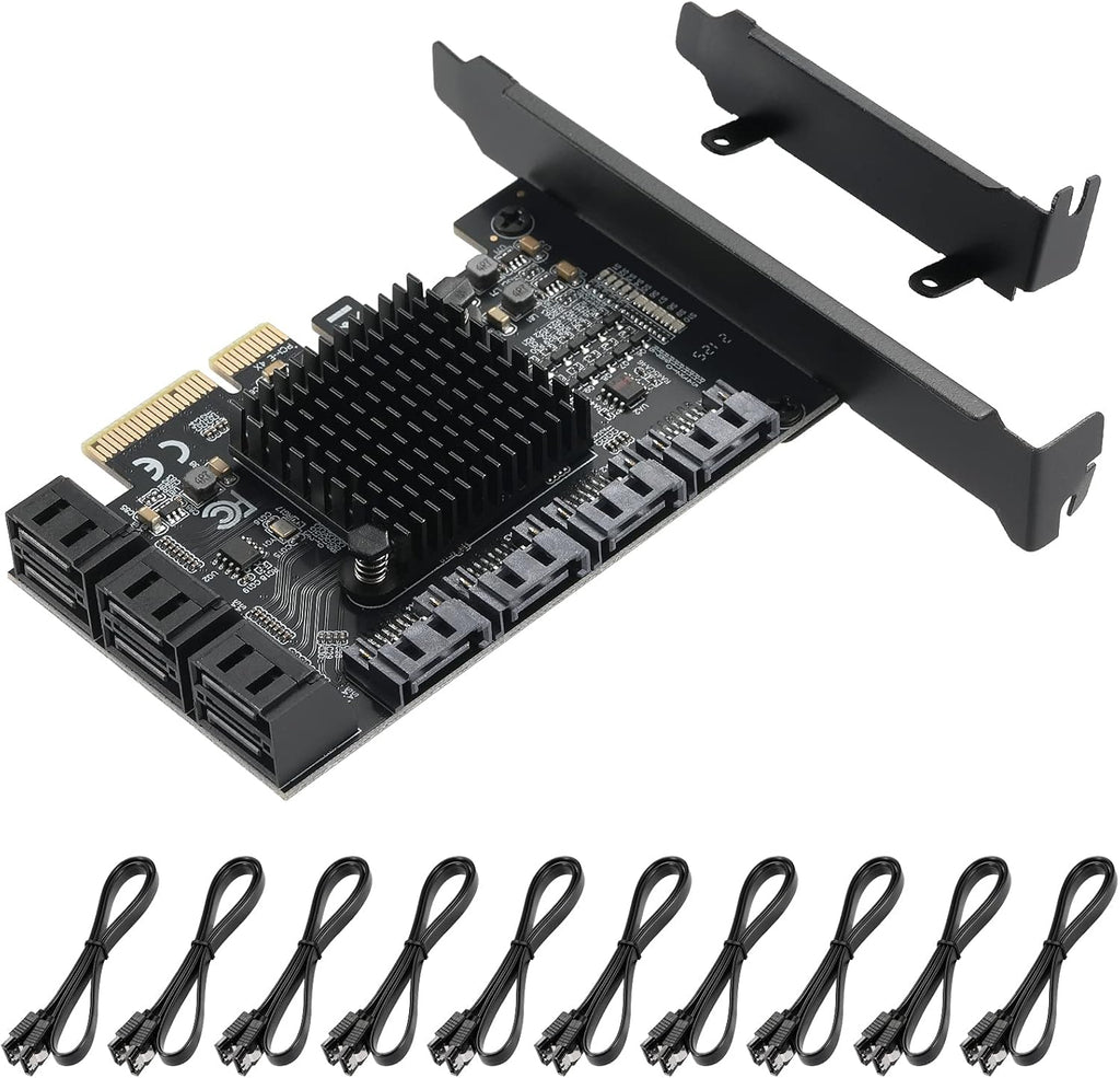 PCIE to SATA 3.0 6 Gbps Controller, 8 SATA Card with Cables, Pack of 2 O63886