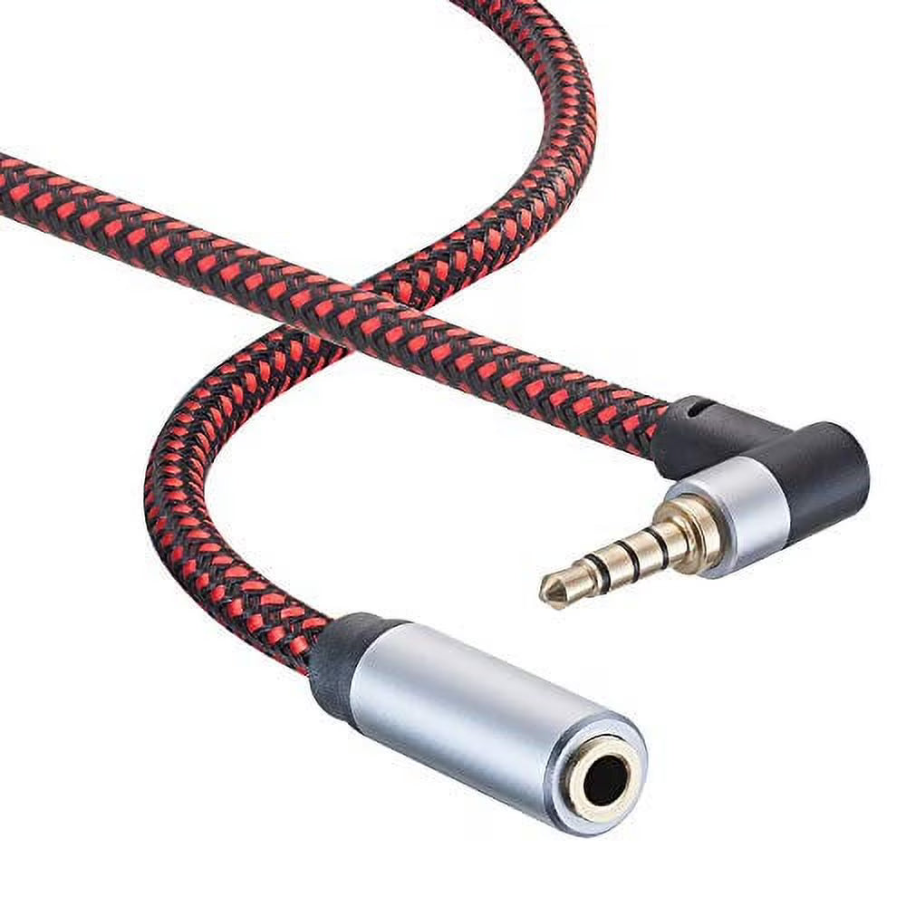 90 Degree TRRS 3.5mm Braided Audio Extension Cable 20Ft R8673