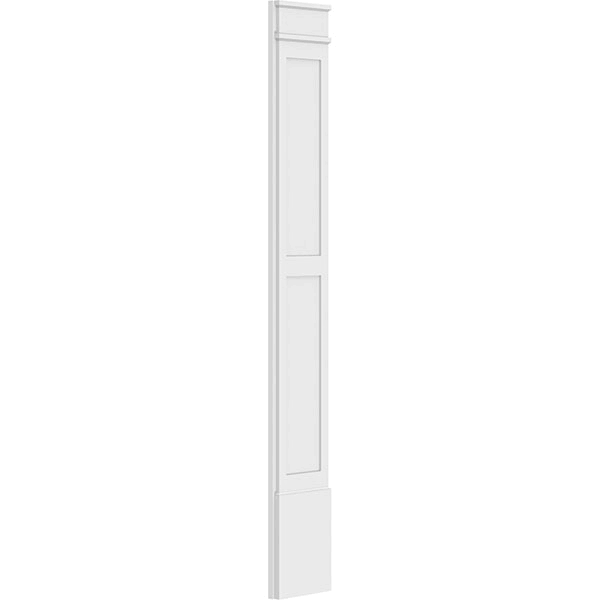 12x22W x 90x22H x 2x22P Two Equal Flat Panel PVC Pilaster with Decorative Capital & Base (Pair) A85861