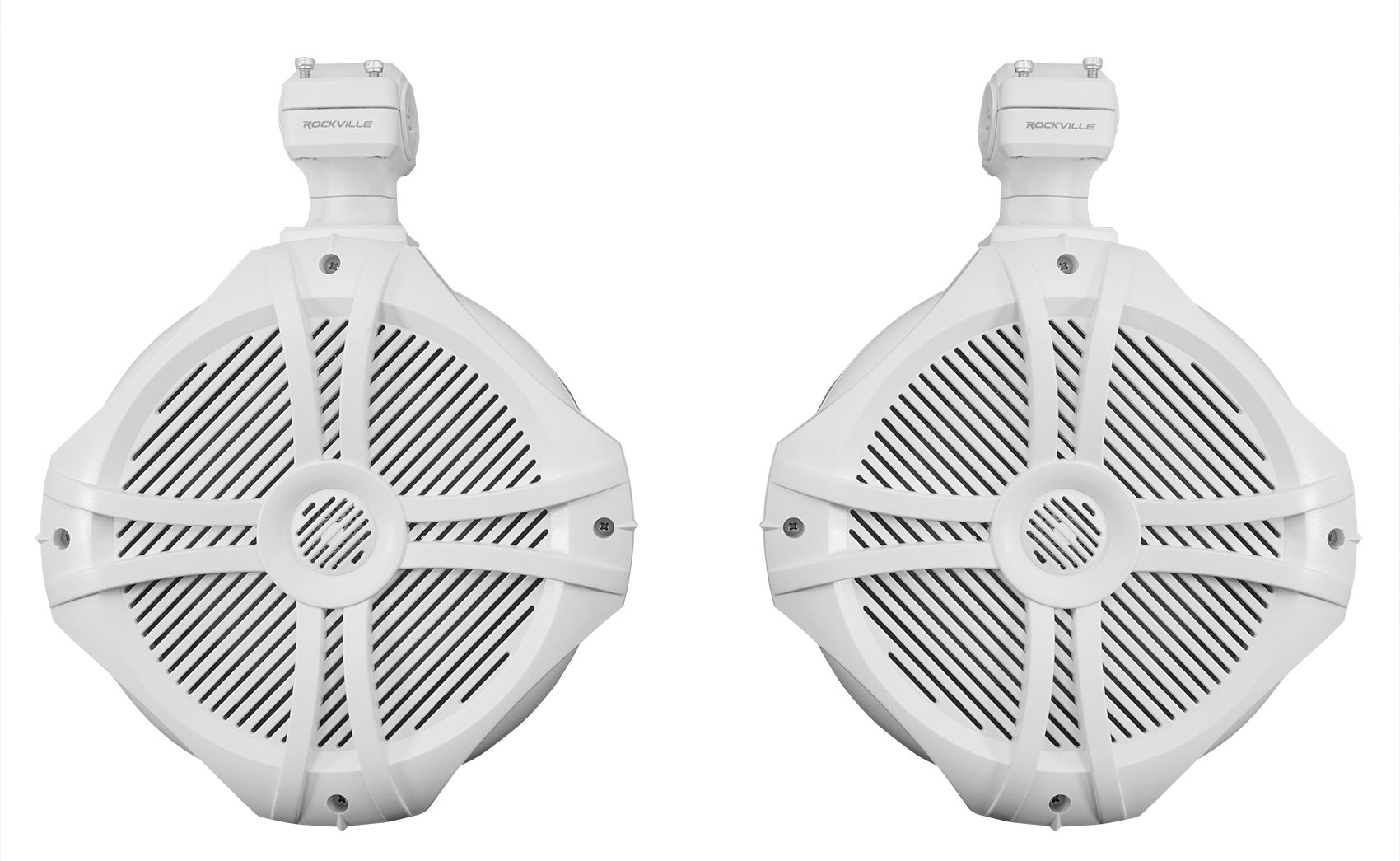 White 8" Marine Wakeboard Swivel Tower Speakers with Receiver Y608