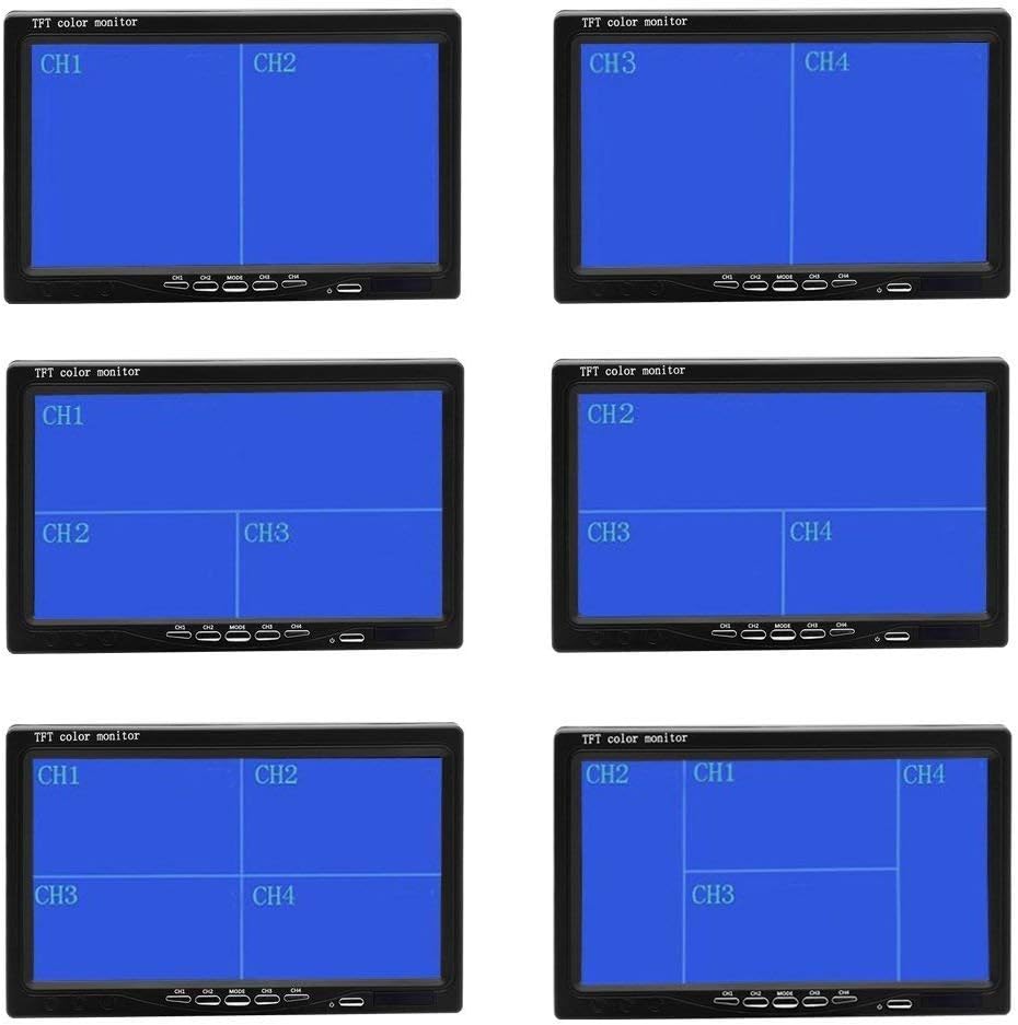 7 LCD Split Screen Backup Camera Monitor Kit with 4 Rear Cameras O12829