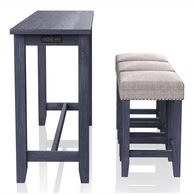 Blue Wood 4-Piece Counter Height Dining Set H3861