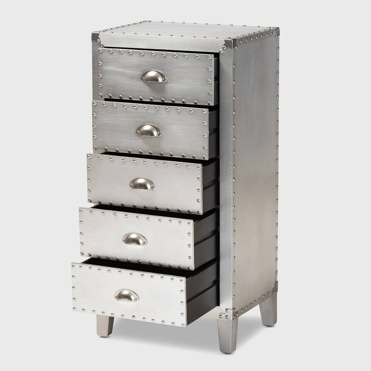 Silver Metal 5-Drawer Accent Chest Z947399