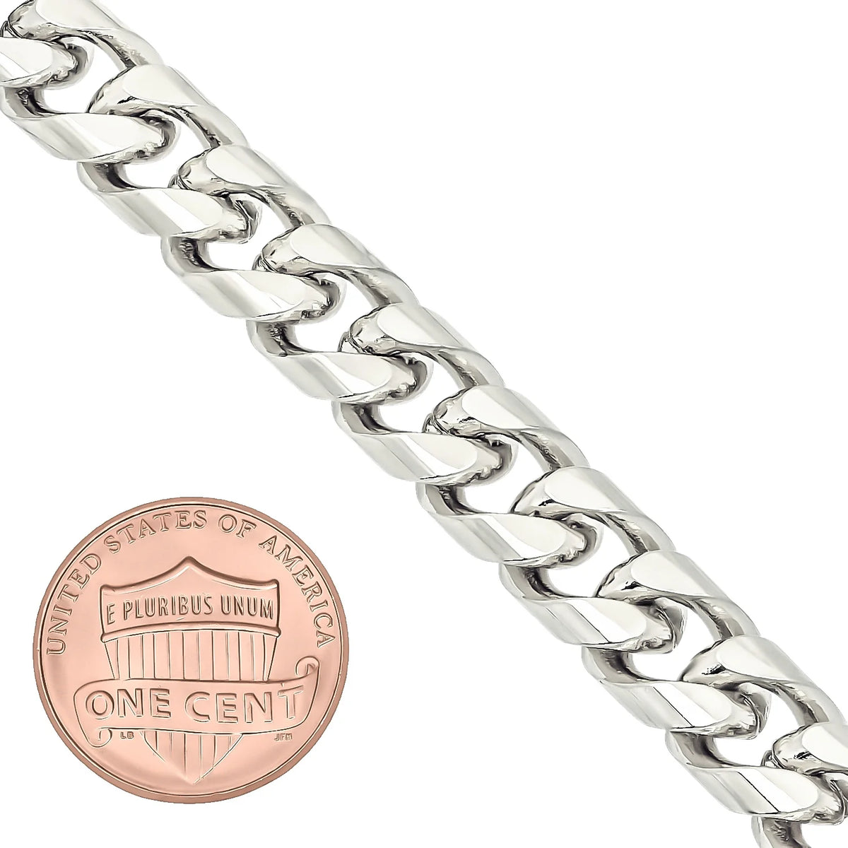 Rhodium Plated Flat Curb Chain Bracelet, 8 inches A648173