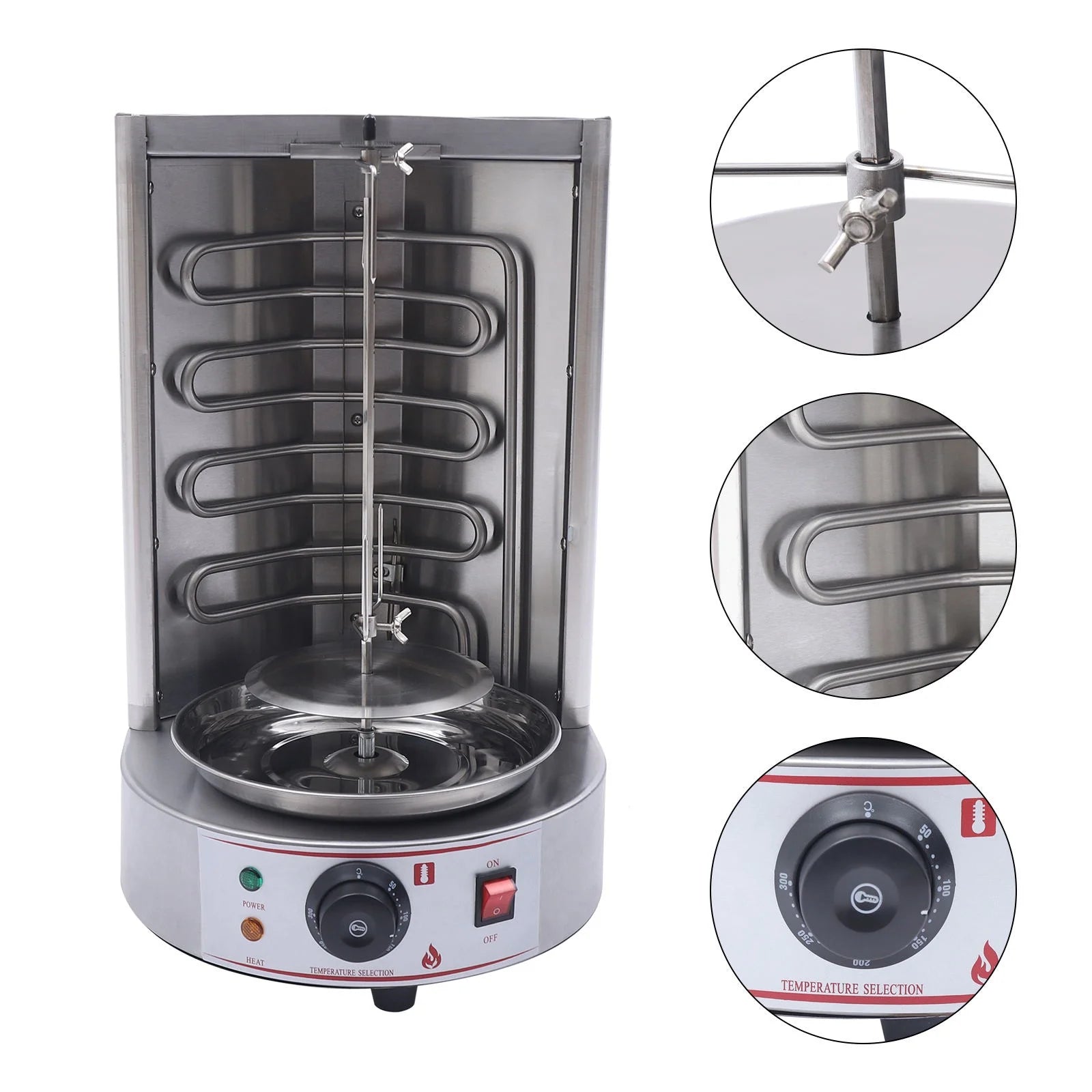 3000W Vertical Shawarma Machine with 2 Heating Pipes S17853