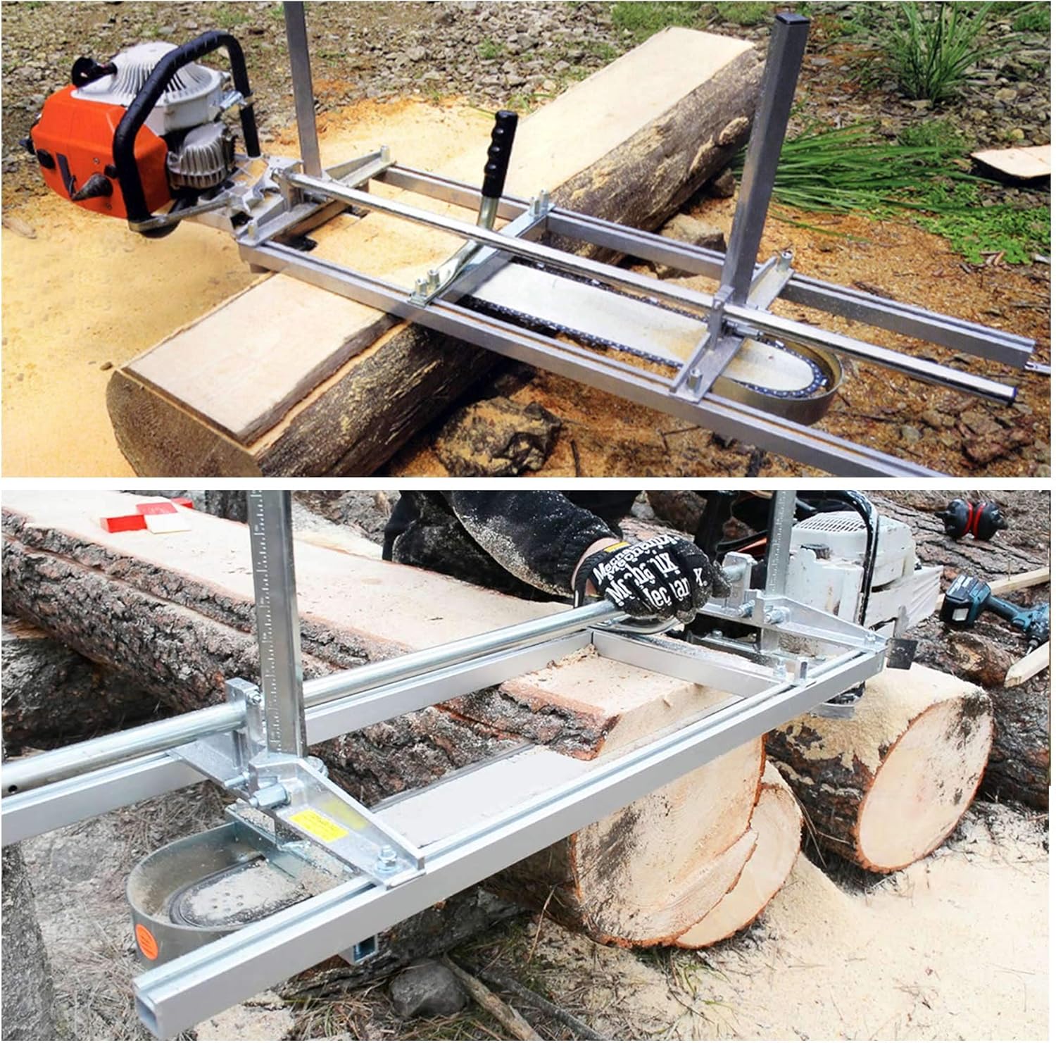 Portable Chainsaw Mill Aluminum Steel Guide Bar Wood Lumber Cutting Sawmill E999063