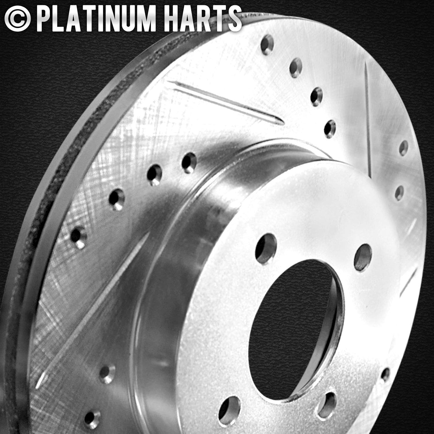 Front and Rear Brake Rotors Silver Drilled Slotted Semi Metallic Brake Pads V807