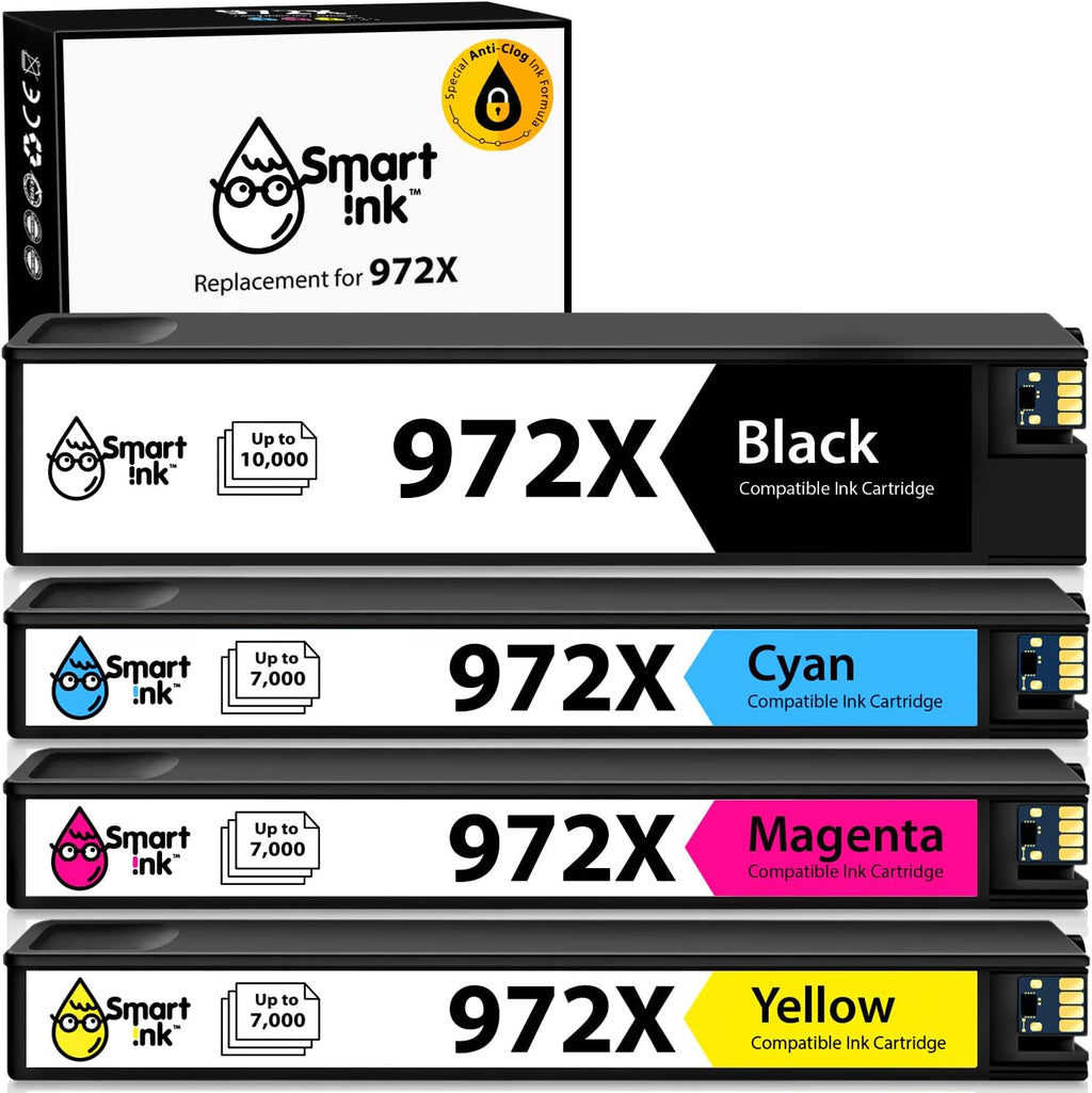 HP 972X 972 Ink Cartridge 4 Pack Combo Black Cyan Magenta Yellow O826