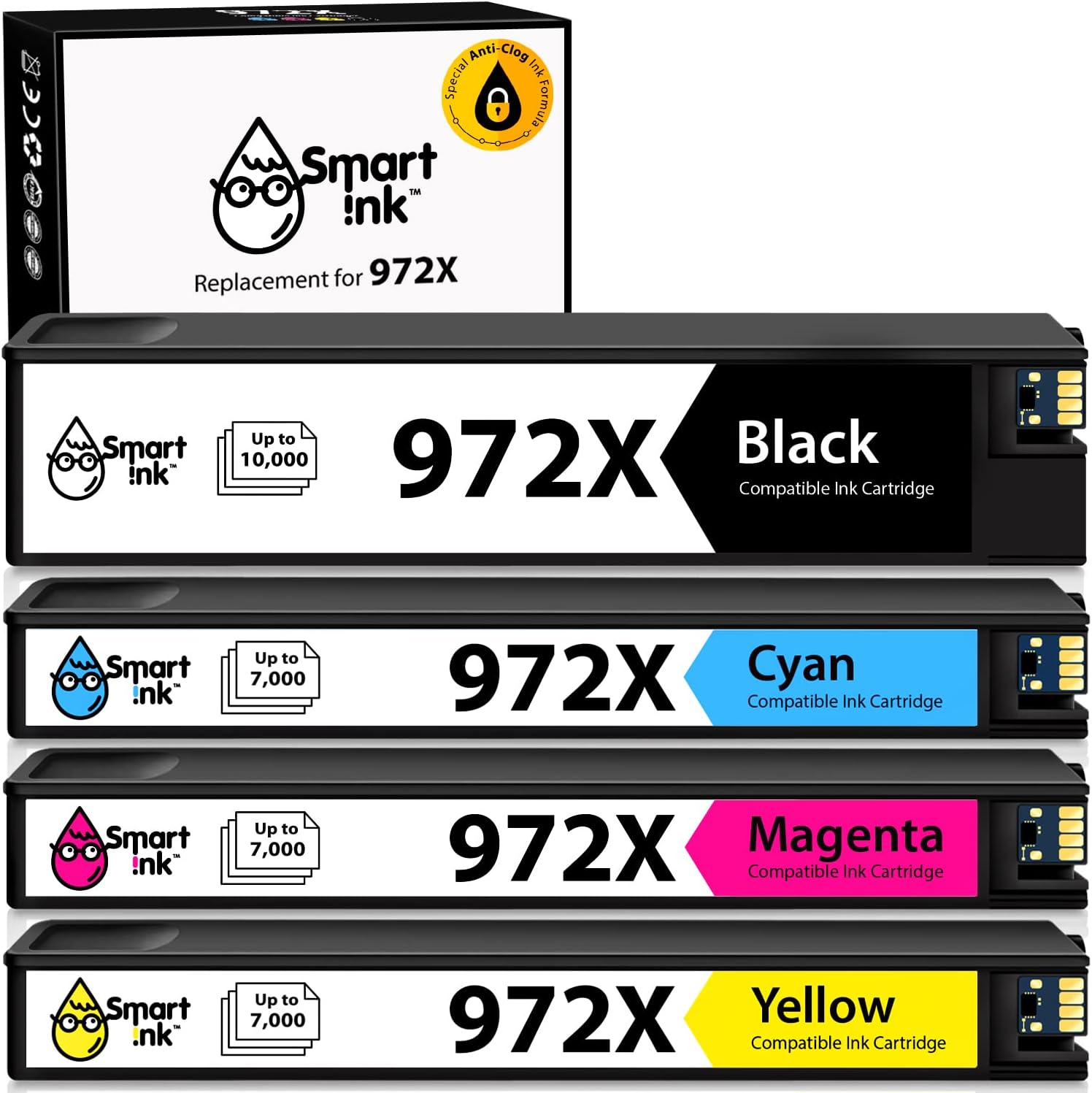 HP 972X 972 Ink Cartridge 4 Pack Combo Black Cyan Magenta Yellow O826