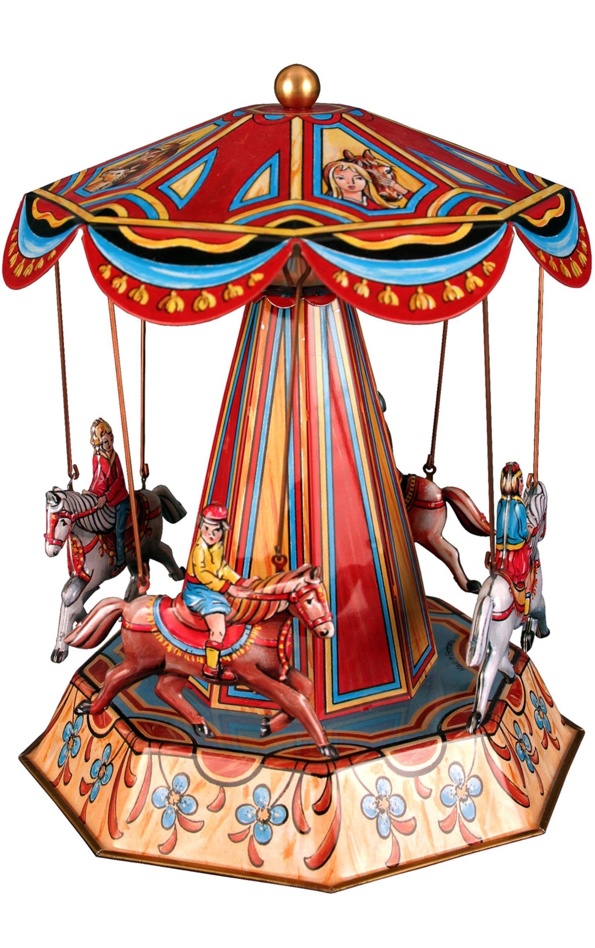 German Collectible Tin Toy Horse Carousel B8054