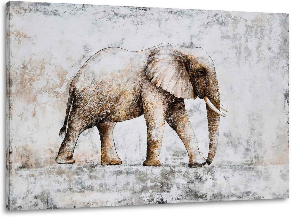 Grey and White Elephant Head Canvas Wall Art Painting T544552