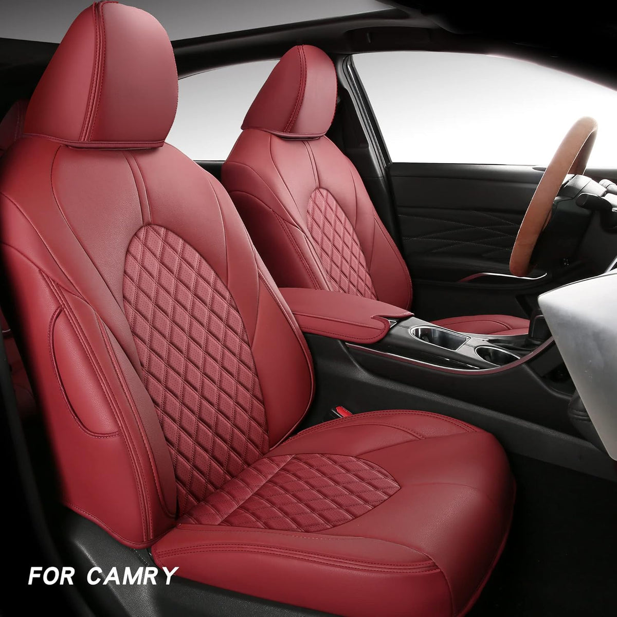 Faux Leather Custom Car Seat Covers Full Set for Toyota Camry Hybrid LE SE XLE XSE L E13098