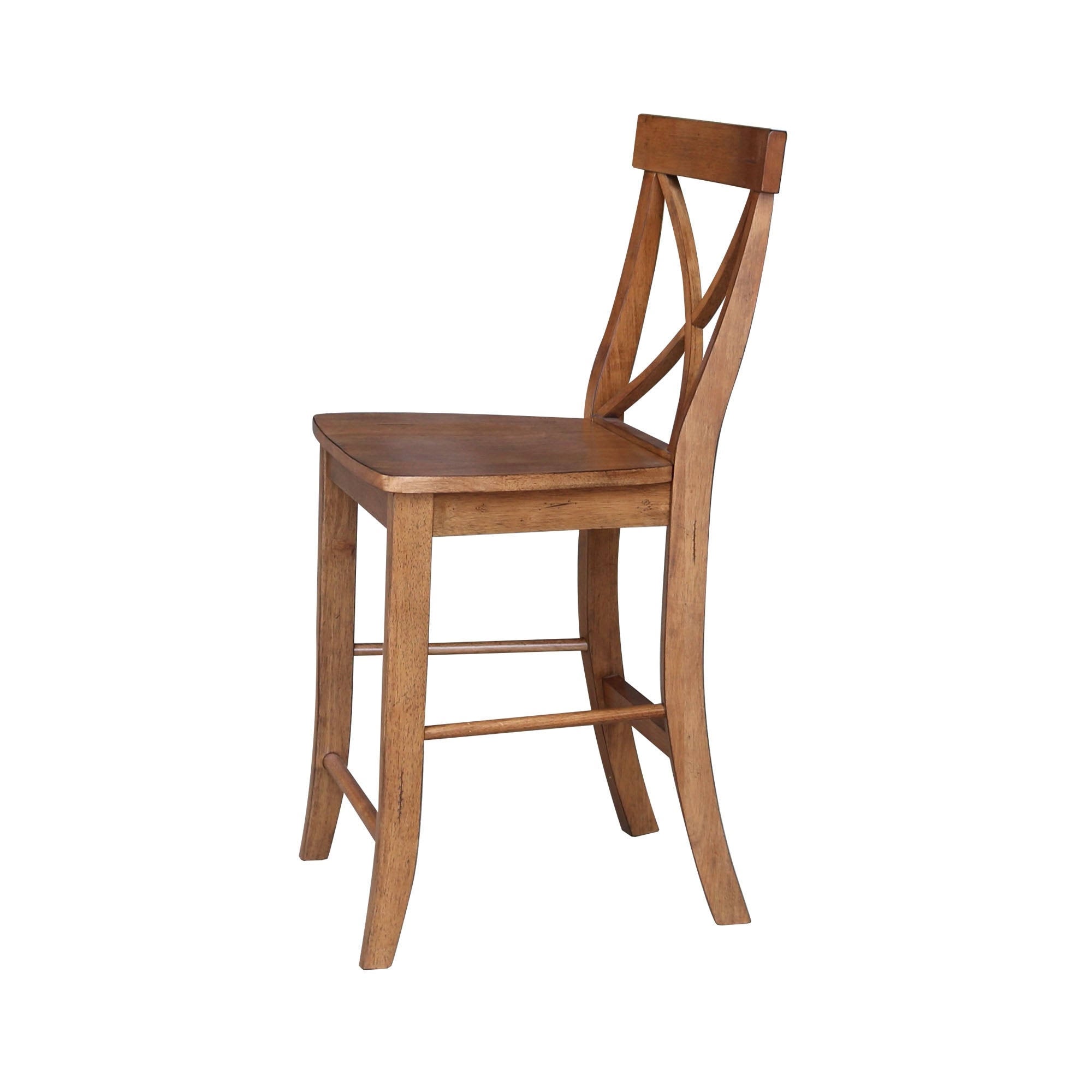 Distressed Oak X-Back Counter Height Stool N48308