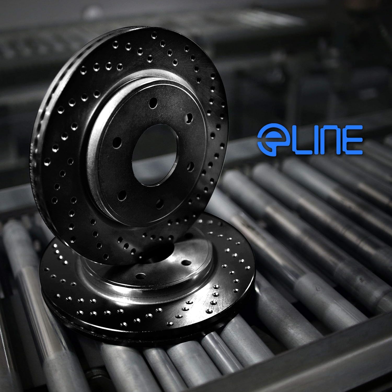 Front Black Drilled Brake Rotors Kit with Semi-Met Pads U396