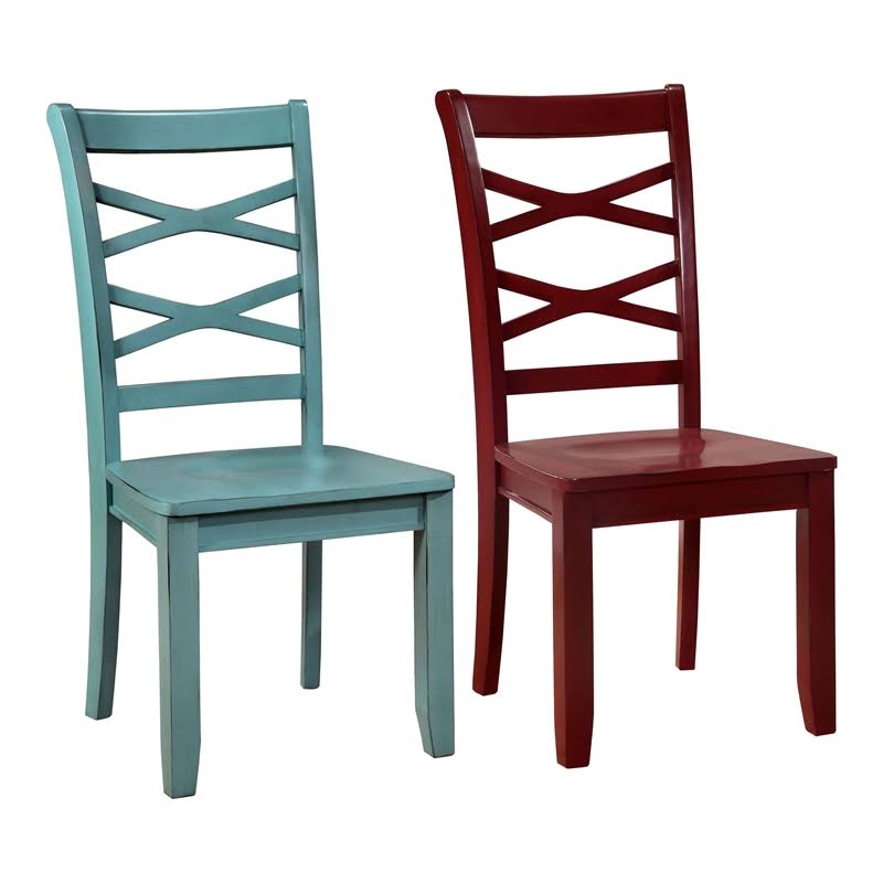 Red and Blue Dining Chair Set of 2 T427263